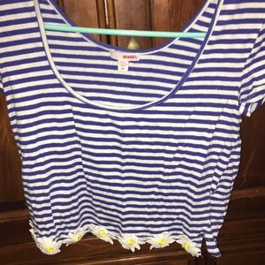 Striped crop top with flowers on bottom